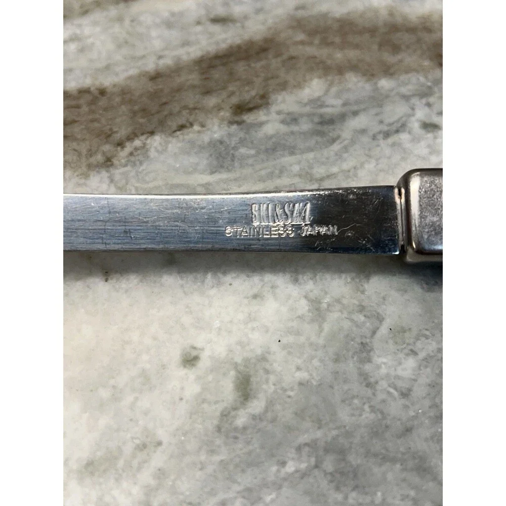 Ski & Sea Stainless Serving Slotted Spoon Black Handle 13” Japan EUC